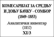 КОМЕСАРИЈАТ ЗА СРЕДЊУ И ДОЊУ БАЧКУ - СОМБОР (1849–1853) Аналитички инвентар (1852) XI/3
